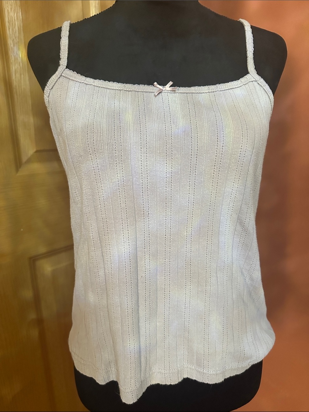 Lightweight Cream Ribbed Spaghetti Strap Camisole